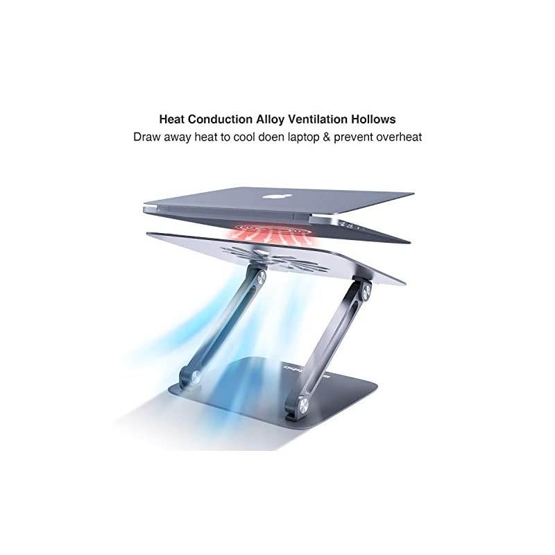 Laptop Stand EPN Laptop Riser with HeatVent to Elevate Laptop Adjustable Desktop Holder Compatible with SlideProof Silicone and Protective Hooks for MacBook ProAir Space Grey