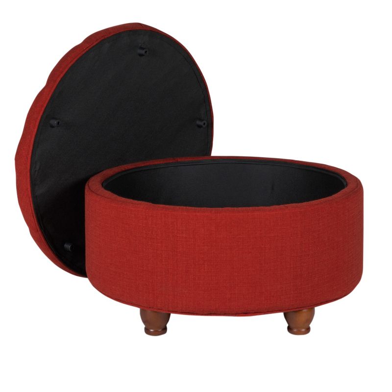 Tufted Round Cocktail Storage Ottoman Red - HomePop