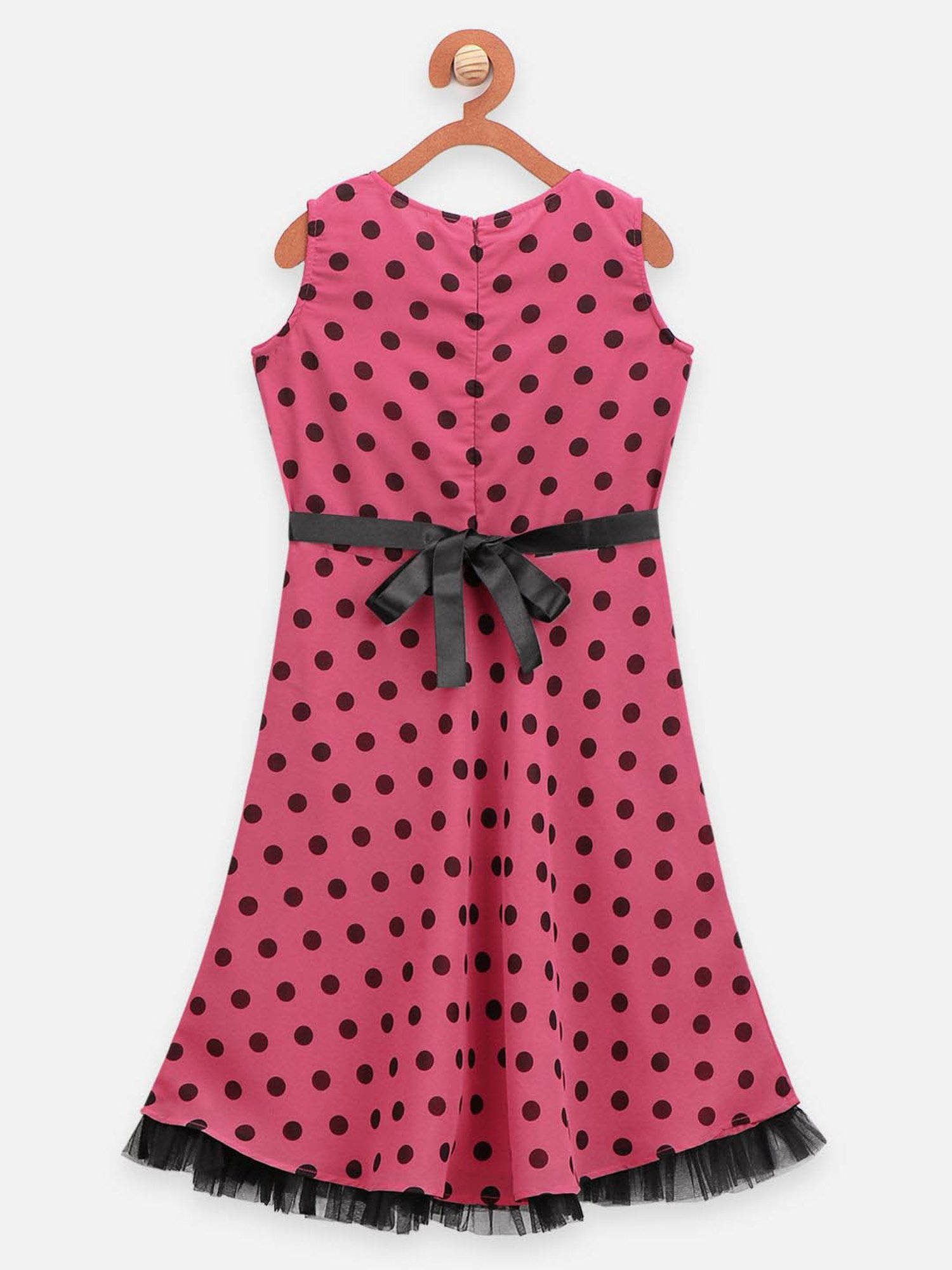 LilPicks Kids Pink & Black Printed Dress