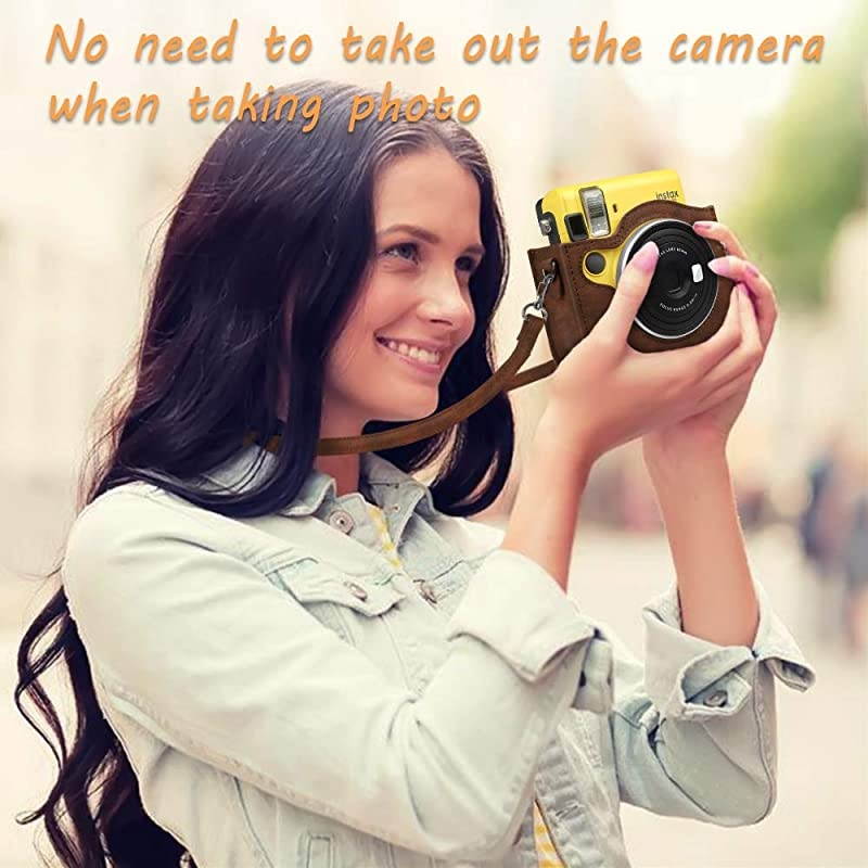 Protective Case for Fujifilm Instax Mini 70 Premium Vegan Leather Bag Cover for Fujifilm Instax Mini 70 Instant Film Camera with Removable Adjustable Strap Vintage Brown