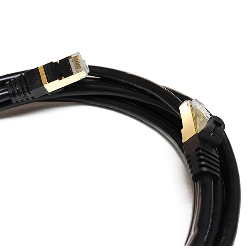 10FT Premium CAT7 Double Shielded 10 Gigabit 600MHz Ethernet Patch Cable for Modem Router LAN Network Gold Plated Shielded RJ45 Connectors Faster Than CAT6a CAT6 CAT5e Black