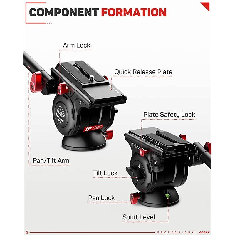 Video Tripod Head Fluid Drag Pan Head for DSLR Cameras Camcorder Monopod and Tripods