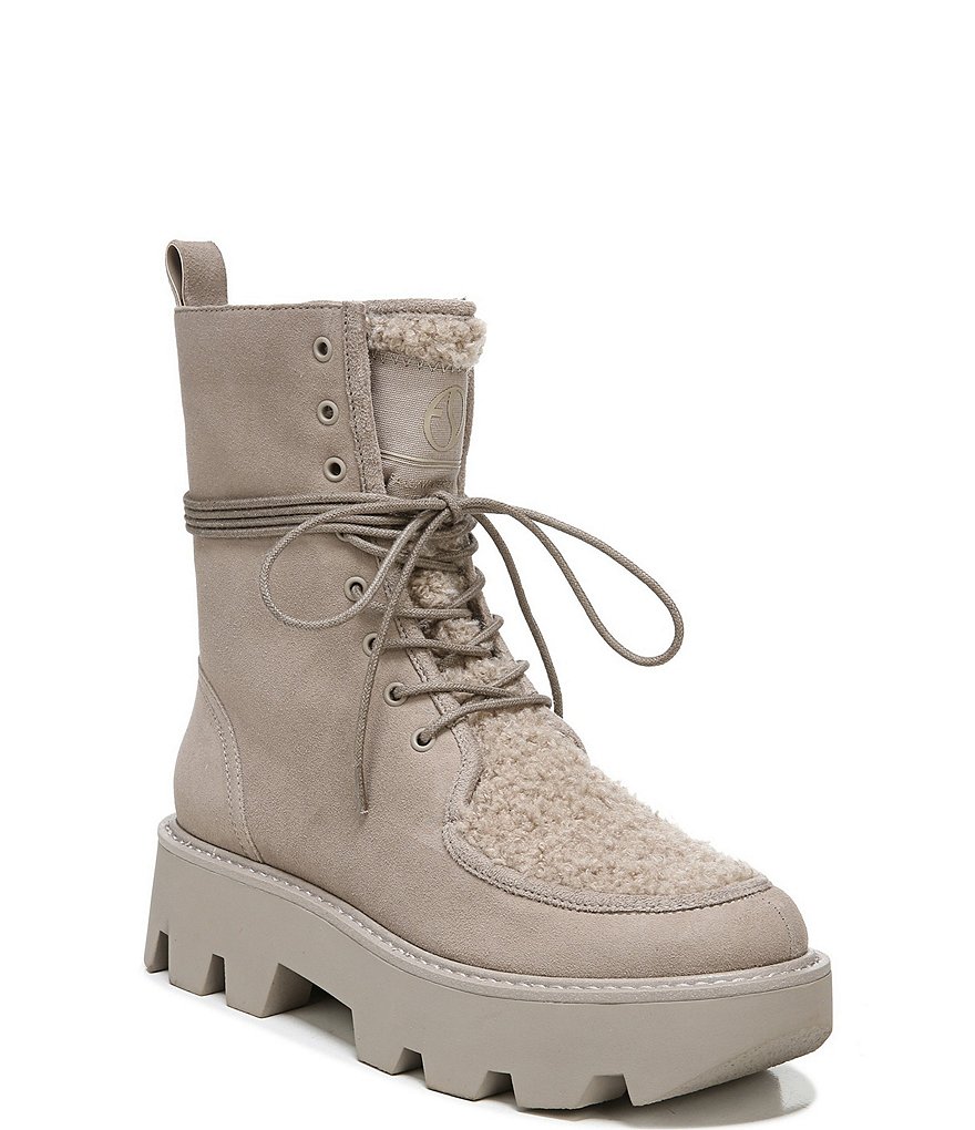Franco Sarto Margey2 Suede Faux Shearling Platform Combat Booties