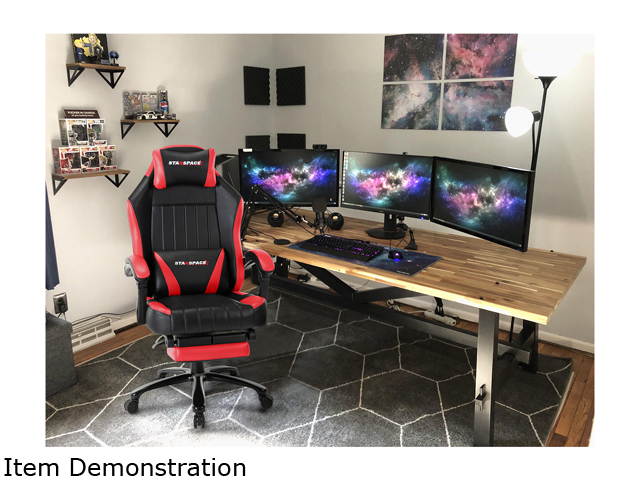 STARSPACE High Back 350lb Memory Foam Ergonomic Reclining Gaming Chair Metal Base - Adjustable Back Angle and Retractable Footrest Racing Executive Computer Desk Office Chair with Thick Padded Arms