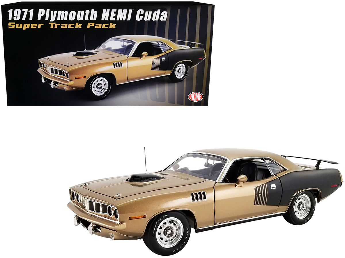 1971 Plymouth Barracuda Tahitian Walnut Metallic and White with White Vinyl Top Limited Edition to 258 pieces Worldwide 1/18 Diecast Model Car by ACME
