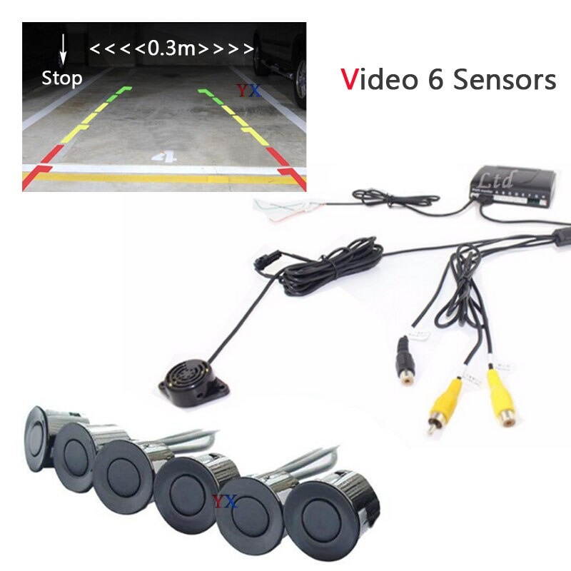 Koorinwoo Dual Core CPU Car Parking Sensors 6 Radars IP68 Front BIBI Alarm Parking Probe Parktronic Car-detector Rearview camera
