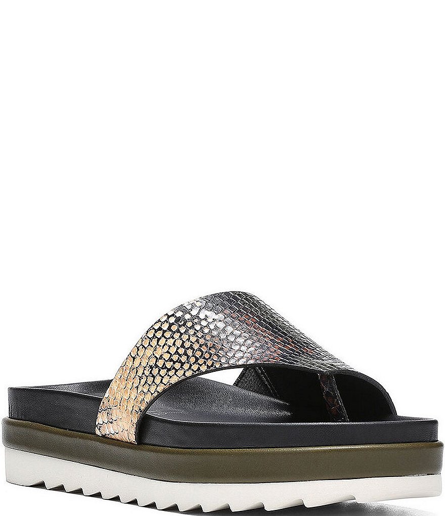 Donald Pliner Lylaa Snake Print Leather Thong Flatform Sandals