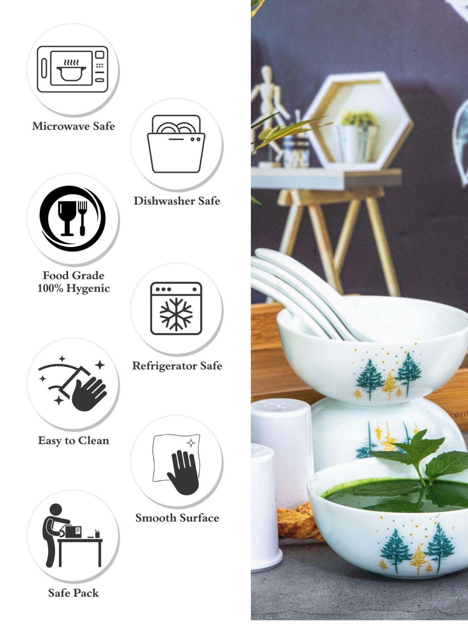 Cello White & Blue Opalware Royal Soup Bowl Set