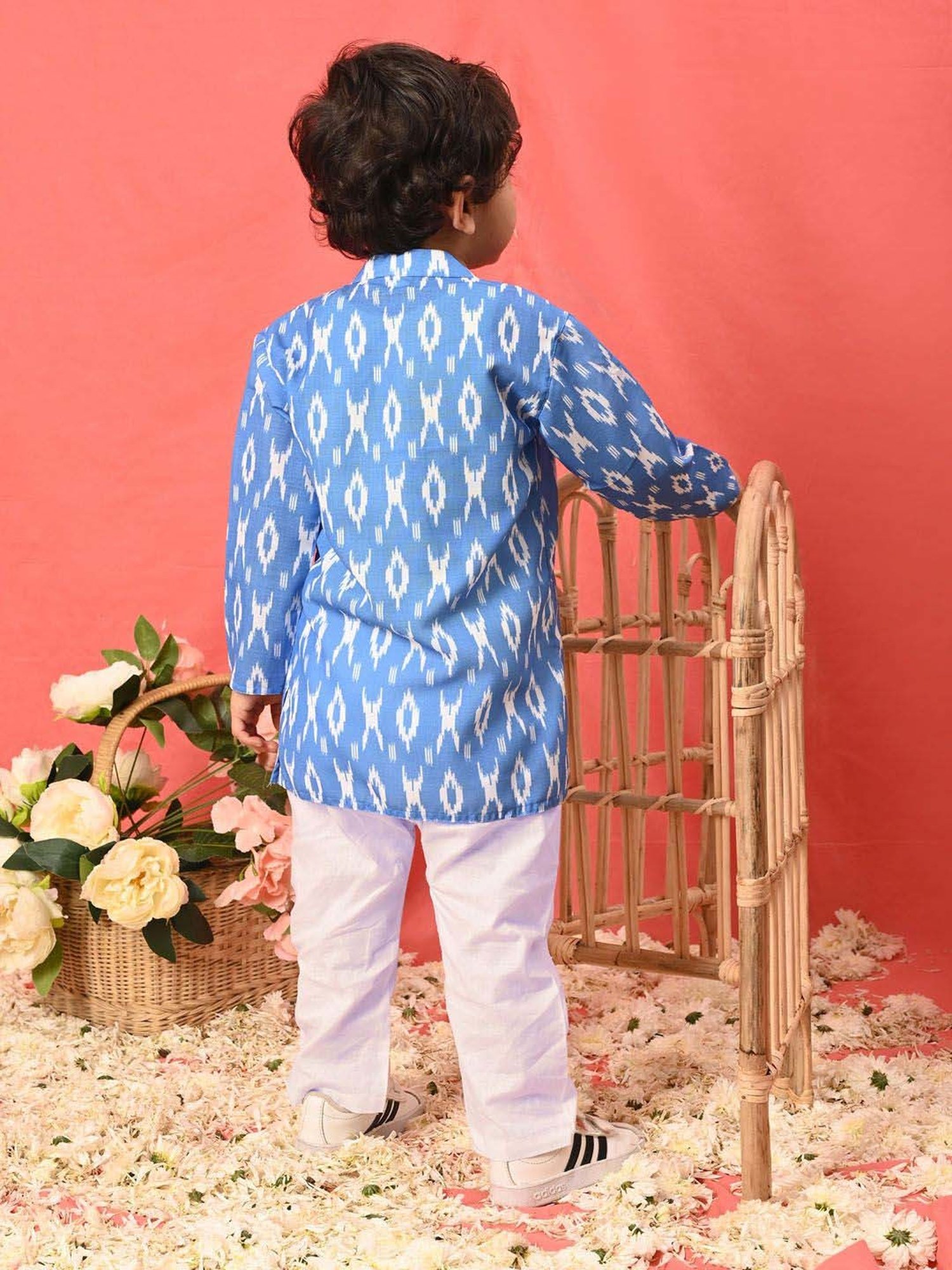 Nino Bambino Kids Navy & White Checks Kurta with Pyjama
