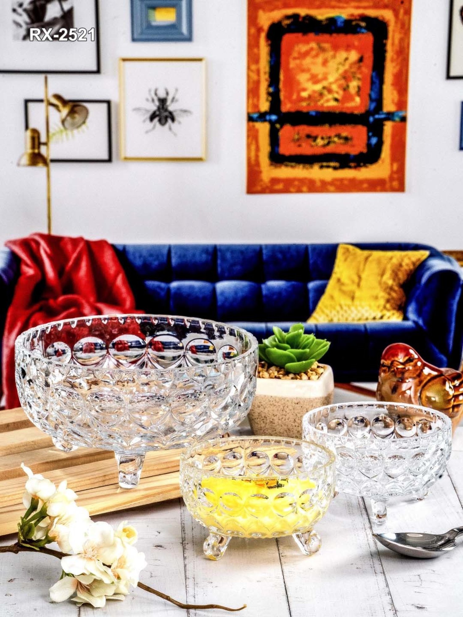 Roxx Transparent Glass 7-Piece Dessert Bowl & Serving Bowl Set