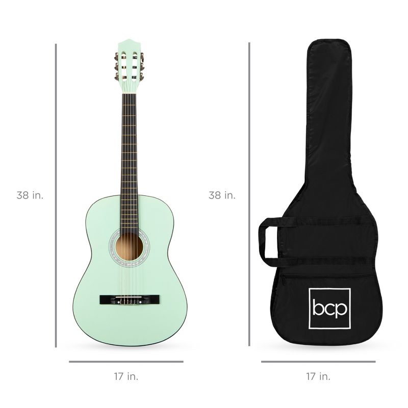 Best Choice Products 38in Beginner Acoustic Guitar Starter Kit w/ Case, Strap, Digital Tuner, Strings - SoCal Green