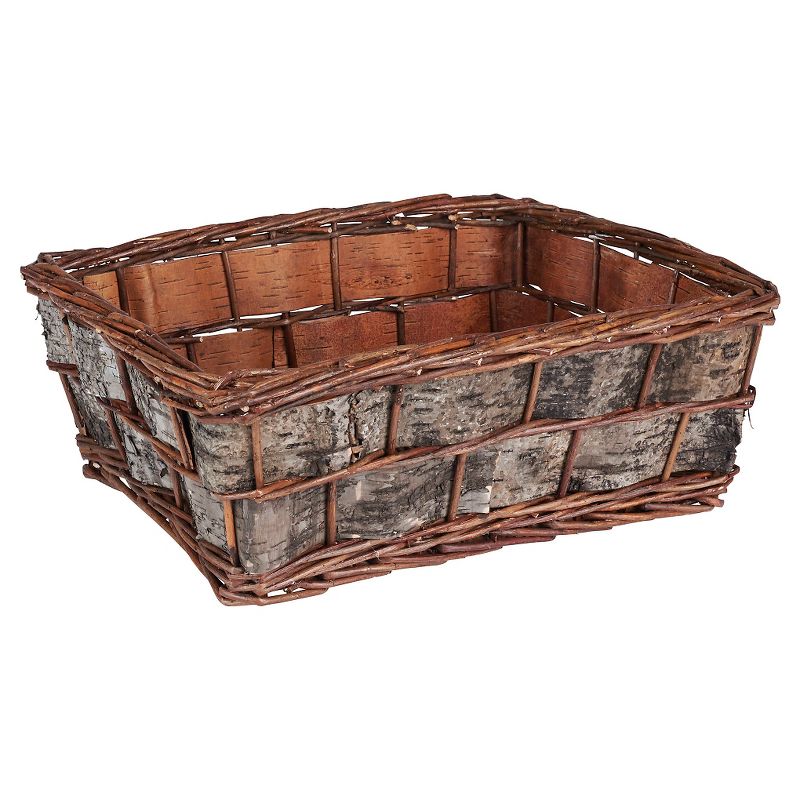Household Essentials Birch Bark Decorative Wicker Basket Brown