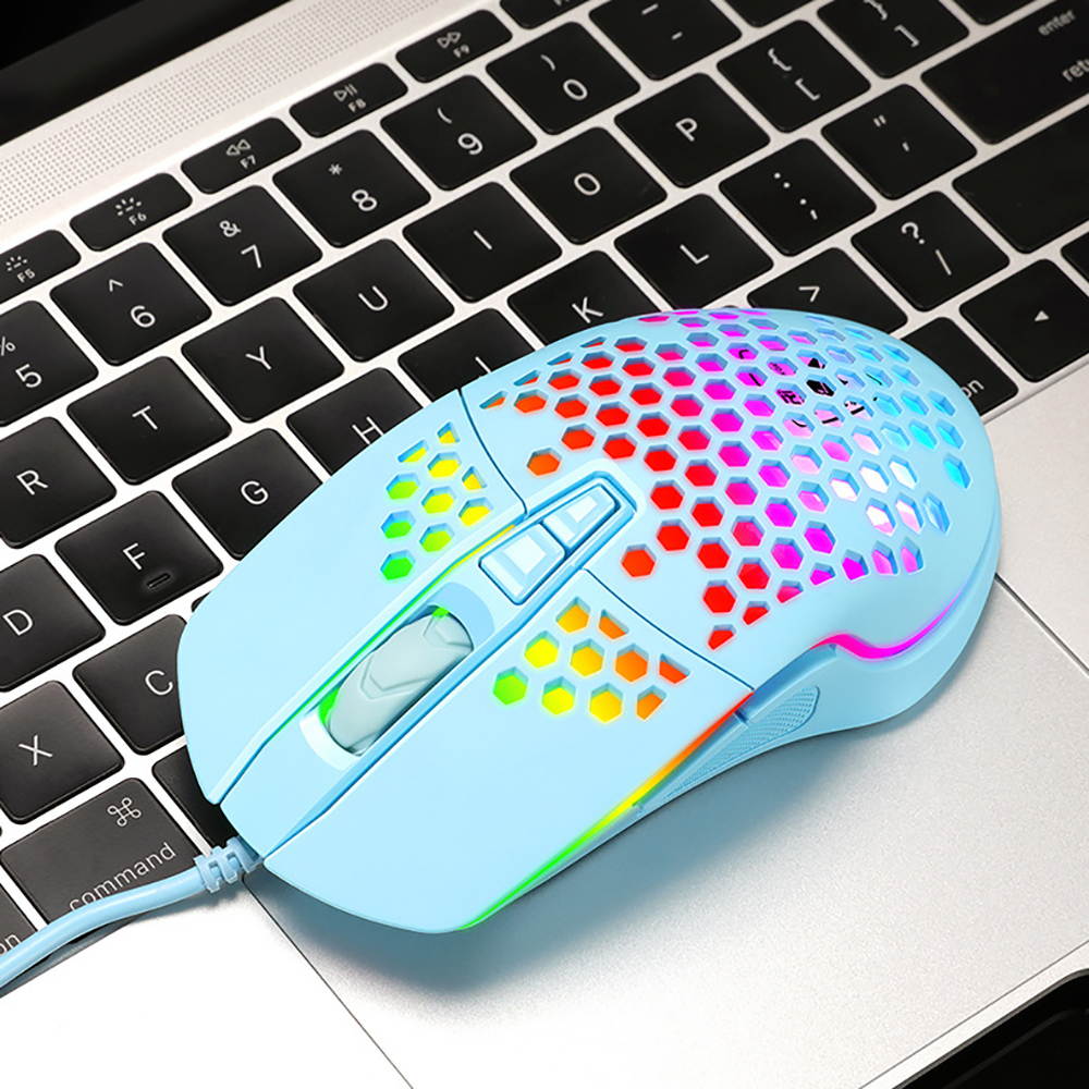 RGB Gaming Mouse,Mignvoa Wired USB Mouse Lightweight Honeycomb Shell,6400 DPI Adjustable, 7 Programmed Buttons, Ergonomic Optical Computer Gamer Gaming Mice for Windows PC Laptop