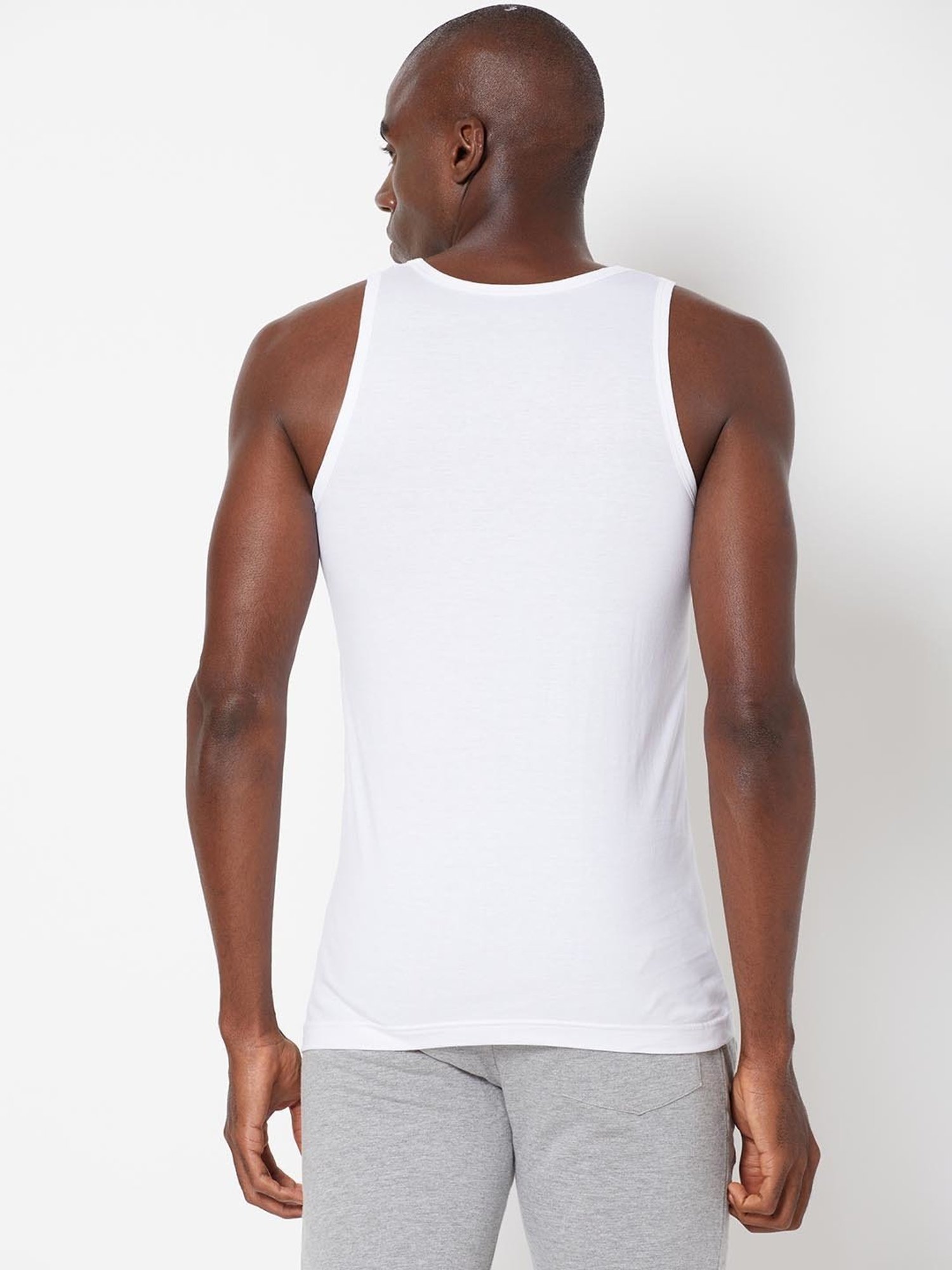 Zoiro White Regular Fit Vest - Pack of 2