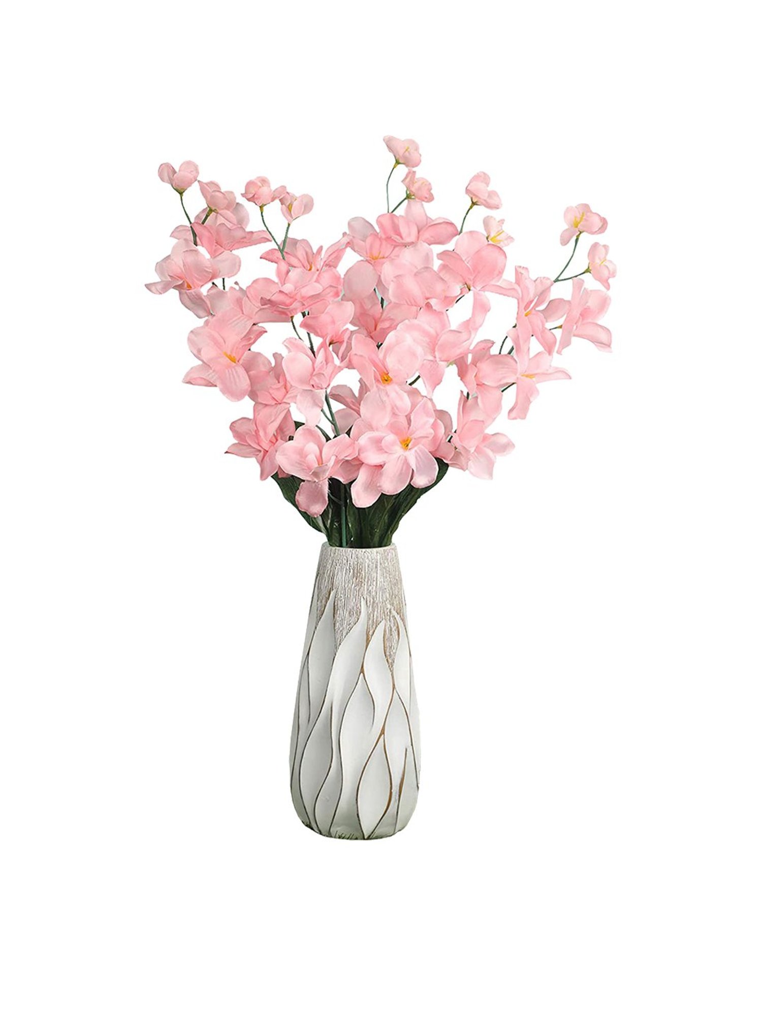 Amflix Pink Artificial Bonsai Orchid Flower Plant Without Pot