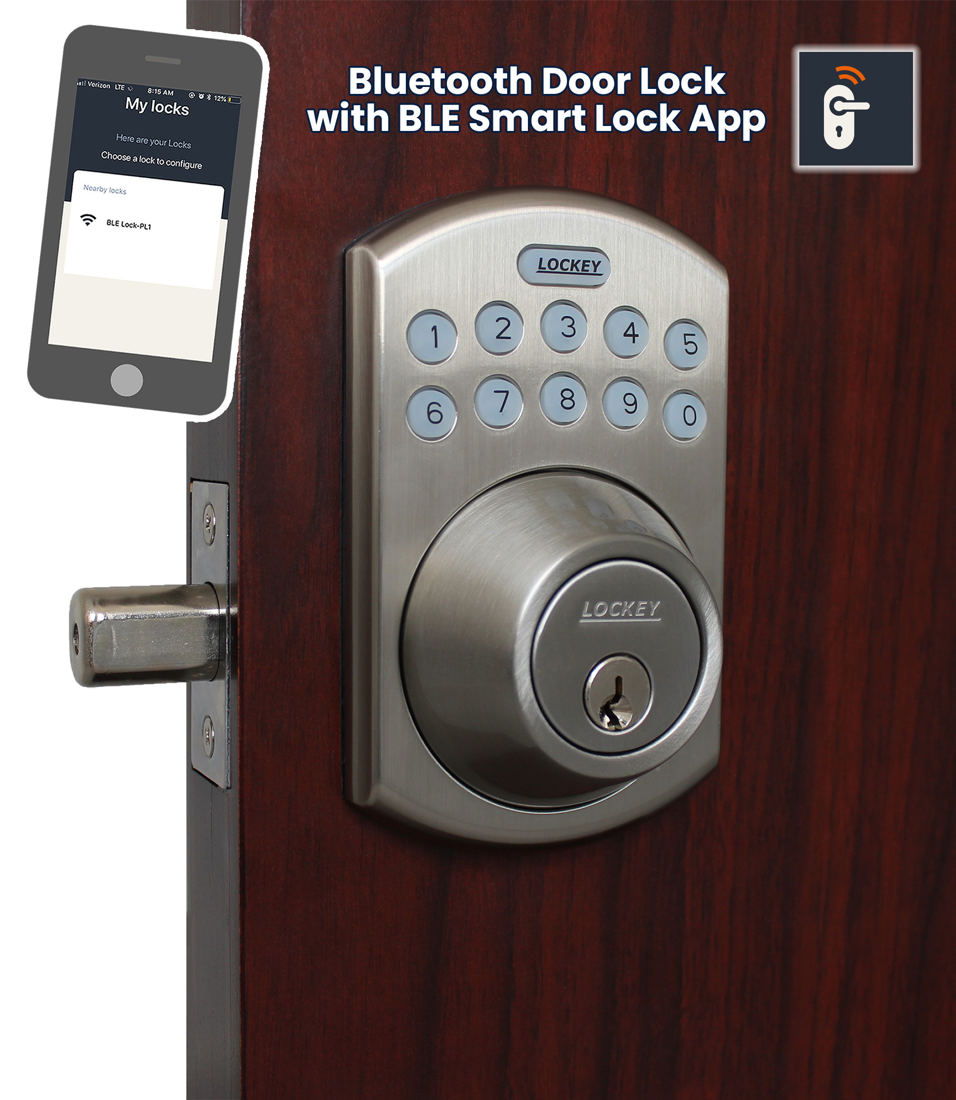 LockeyUSA EB915OIL Electronic Bluetooth Deadbolt with Keypad Access, iOS & Android, Oil Rubbed Bronze