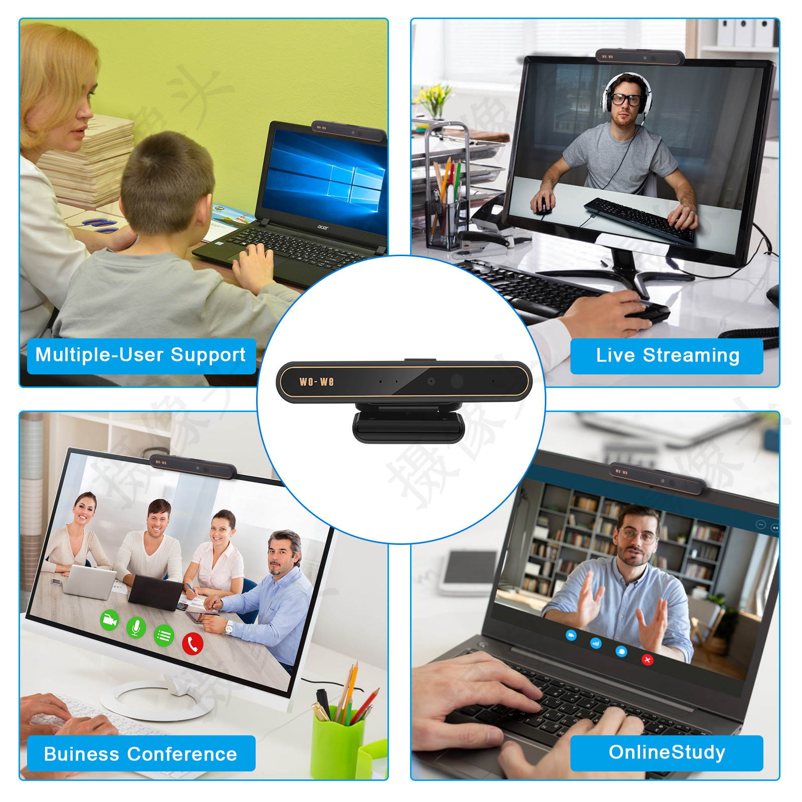 wo-we Windows Hello Face Recognition Webcam for Instant Login with Windows 10