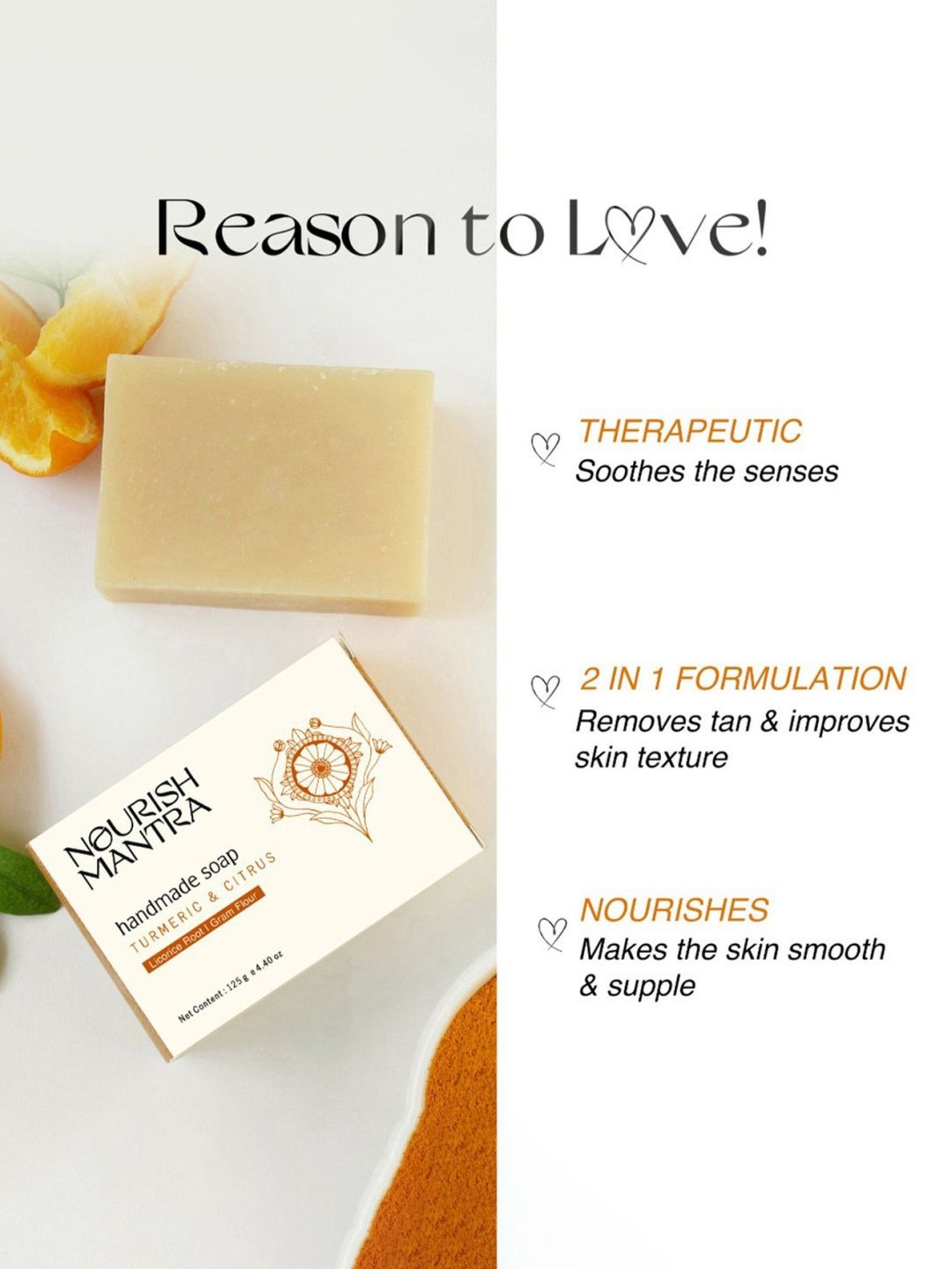Nourish Mantra Turmeric & Citrus Handmade Soap - 125 gm