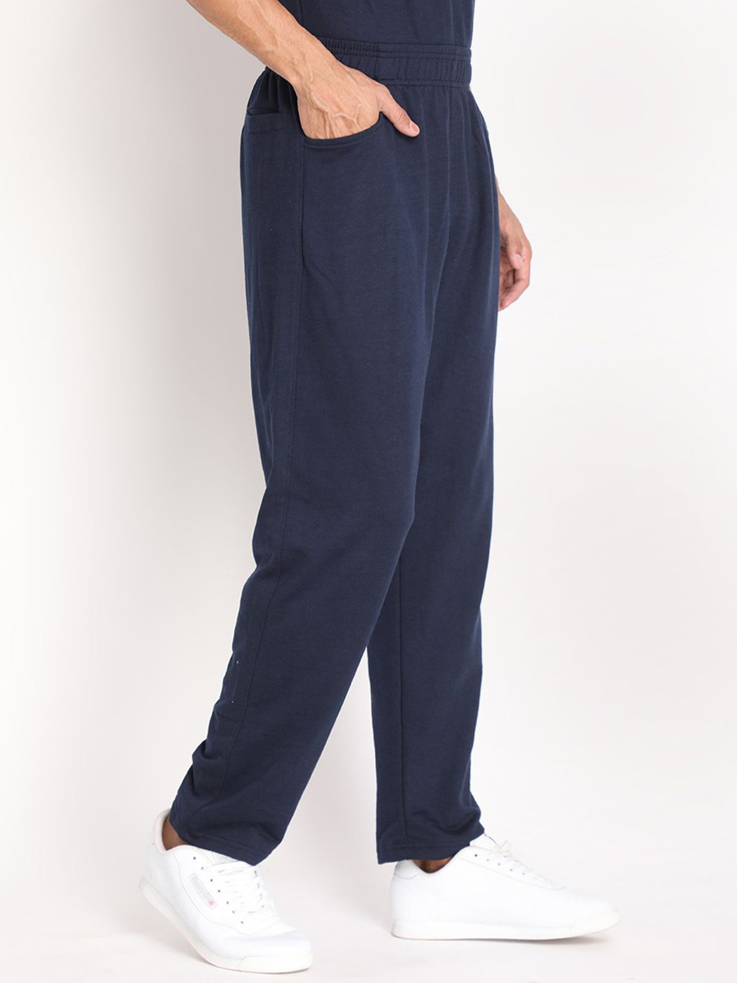 Chkokko Navy Cotton Relaxed Fit Track Pants