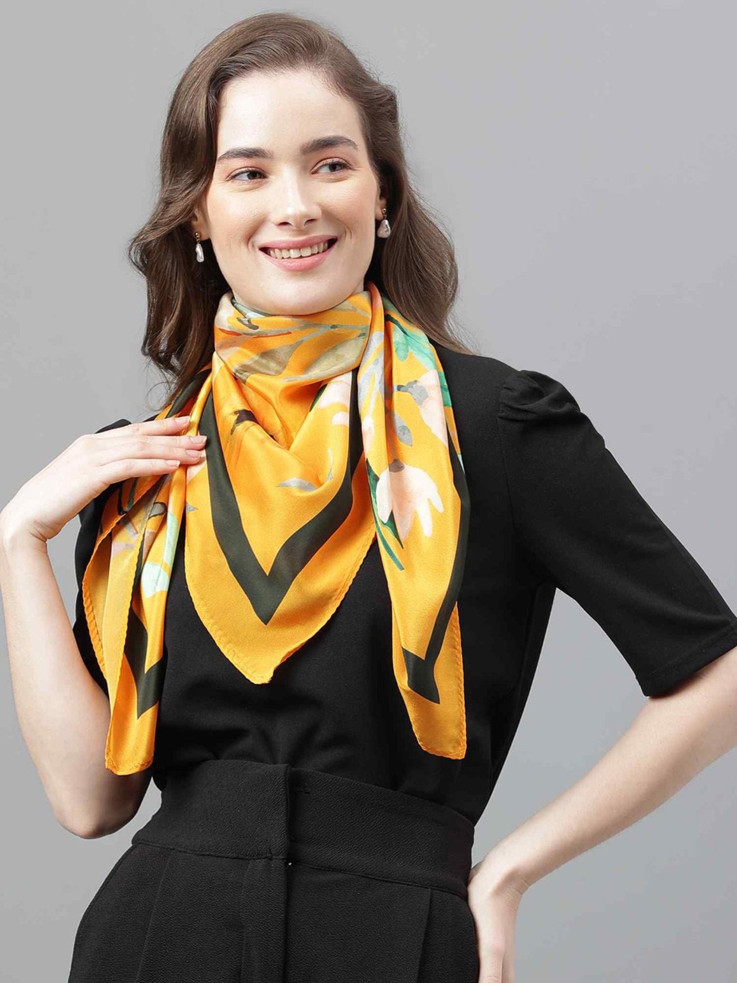 Tossido Yellow Floral Scarf & Bag Scarf Set