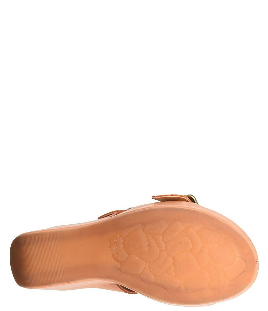 Kork-Ease Grace Leather Buckle Strap Platform Wedge Slide Sandals