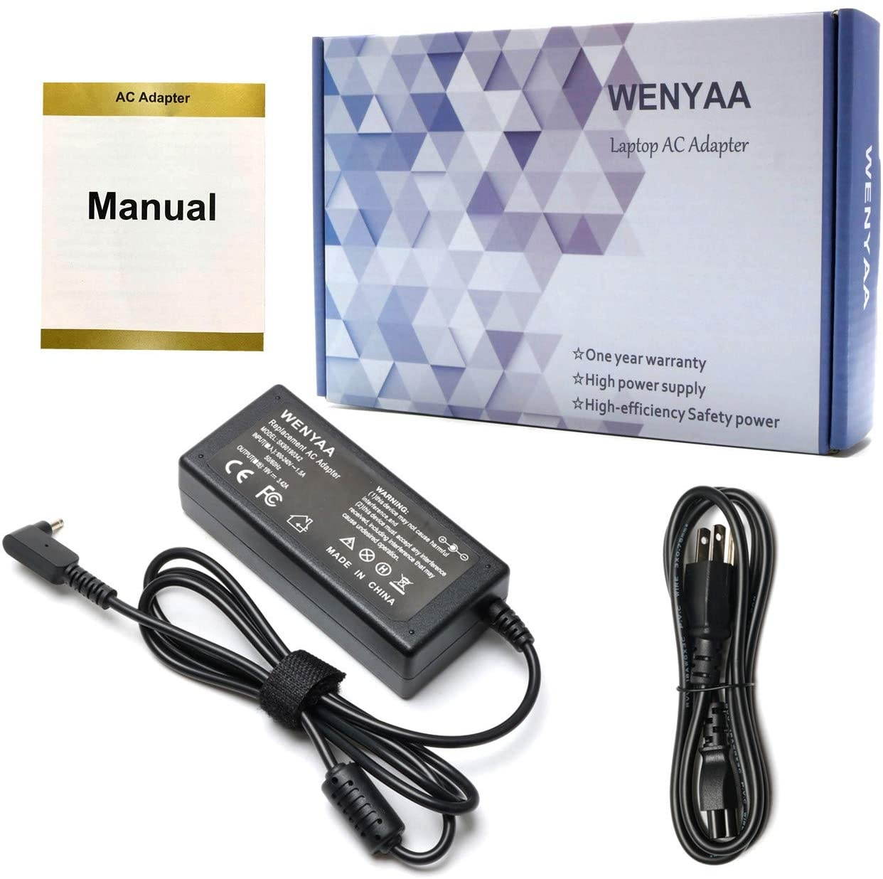 19V 3.42A 65W AC Adapter Laptop Charger for Acer Chromebook R11 11 13 14 15 C720 C720p C740 C910 CB3 CB5 Series ;Aspire One Cloudbook AO1-131 AO1-431; fit N15Q8 N15Q9 PA-1450-26 A13-045N2A Power Cord