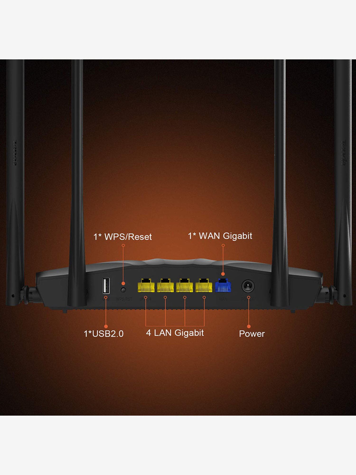 Tenda AC19 AC2100 Dual Band Wireless Gigabit Router (Black)