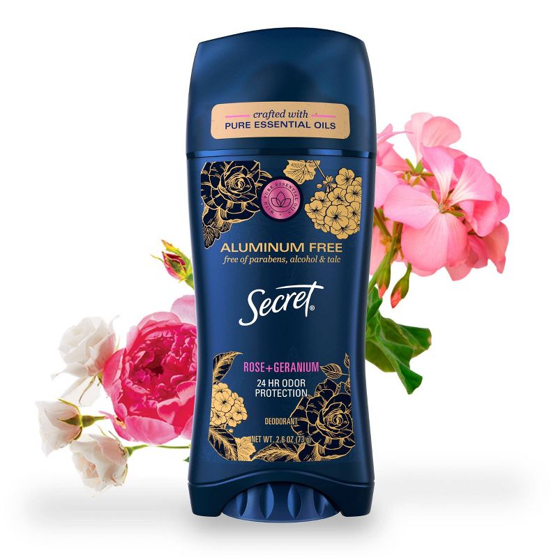 Secret Aluminum-Free Women's Deodorant with Essential Oils Rose & Geranium - 2.6oz