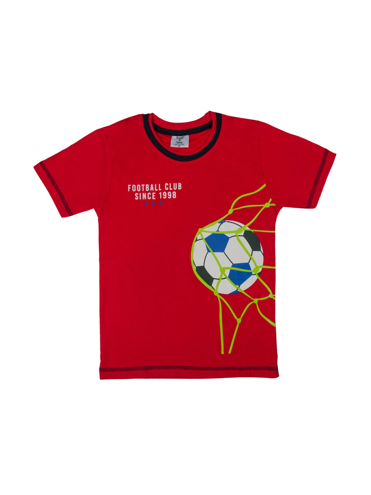 Todd N Teen Kids Printed Red & Navy T-Shirt with Shorts