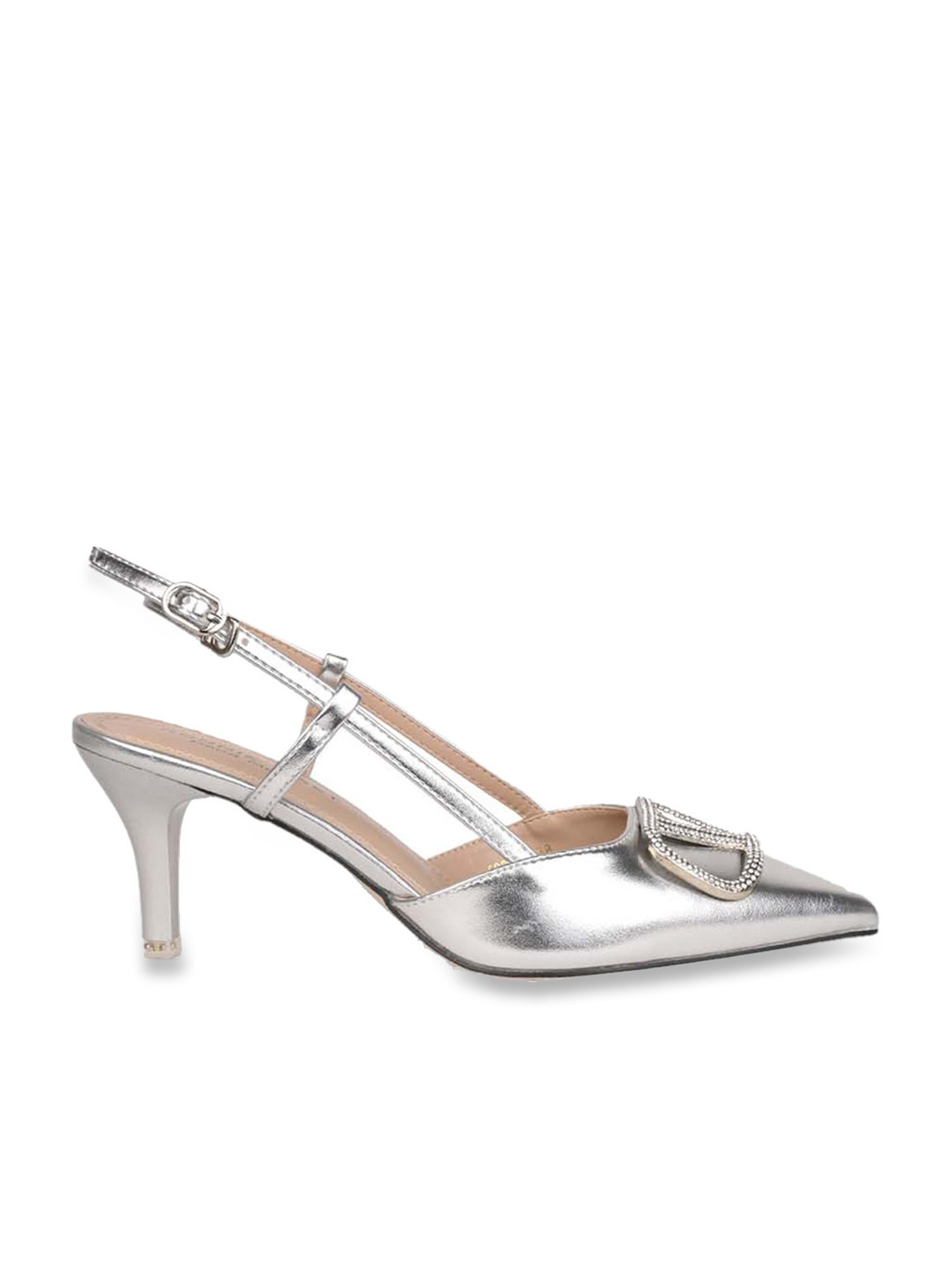 Ronnie Grey Women's Silver Back Strap Stilettos