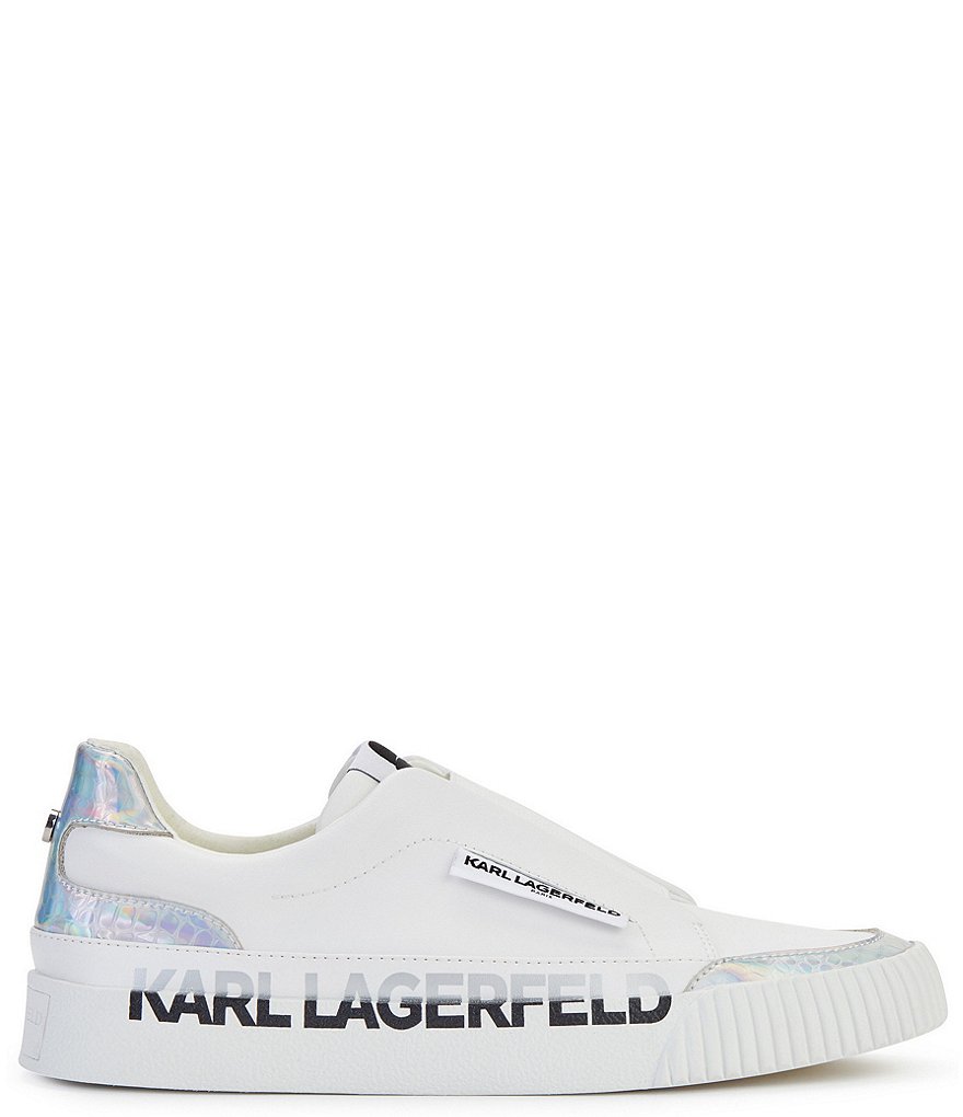 KARL LAGERFELD PARIS Josie Iridescent Leather Logo Slip-On Sneakers