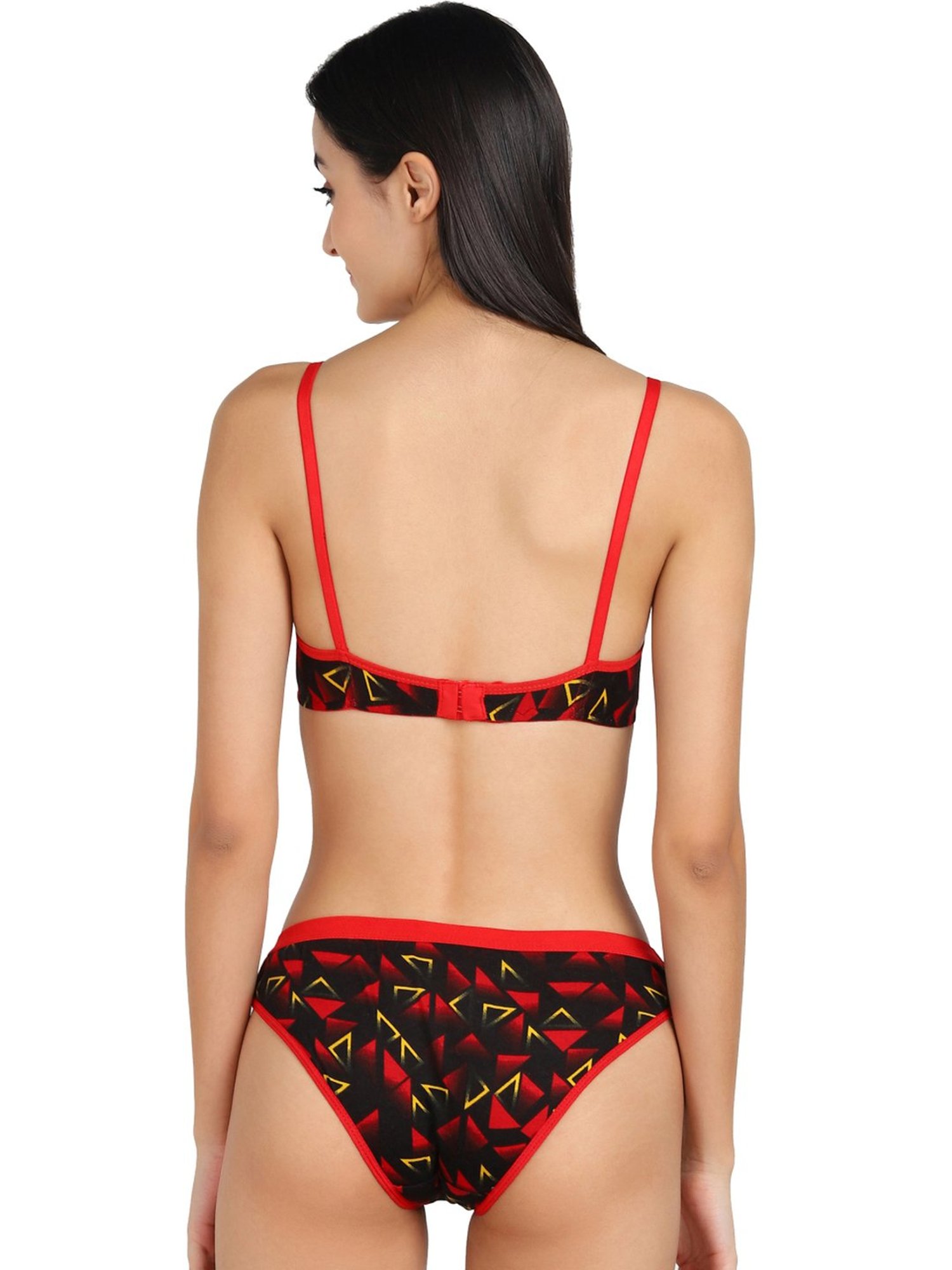 mod & shy Black Self Pattern Lingerie Set