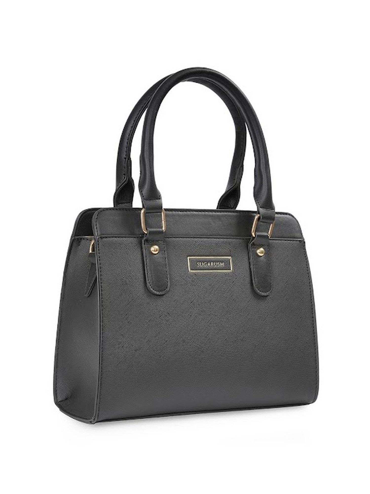 Sugarush Elijaha Black PU Solid Handbag
