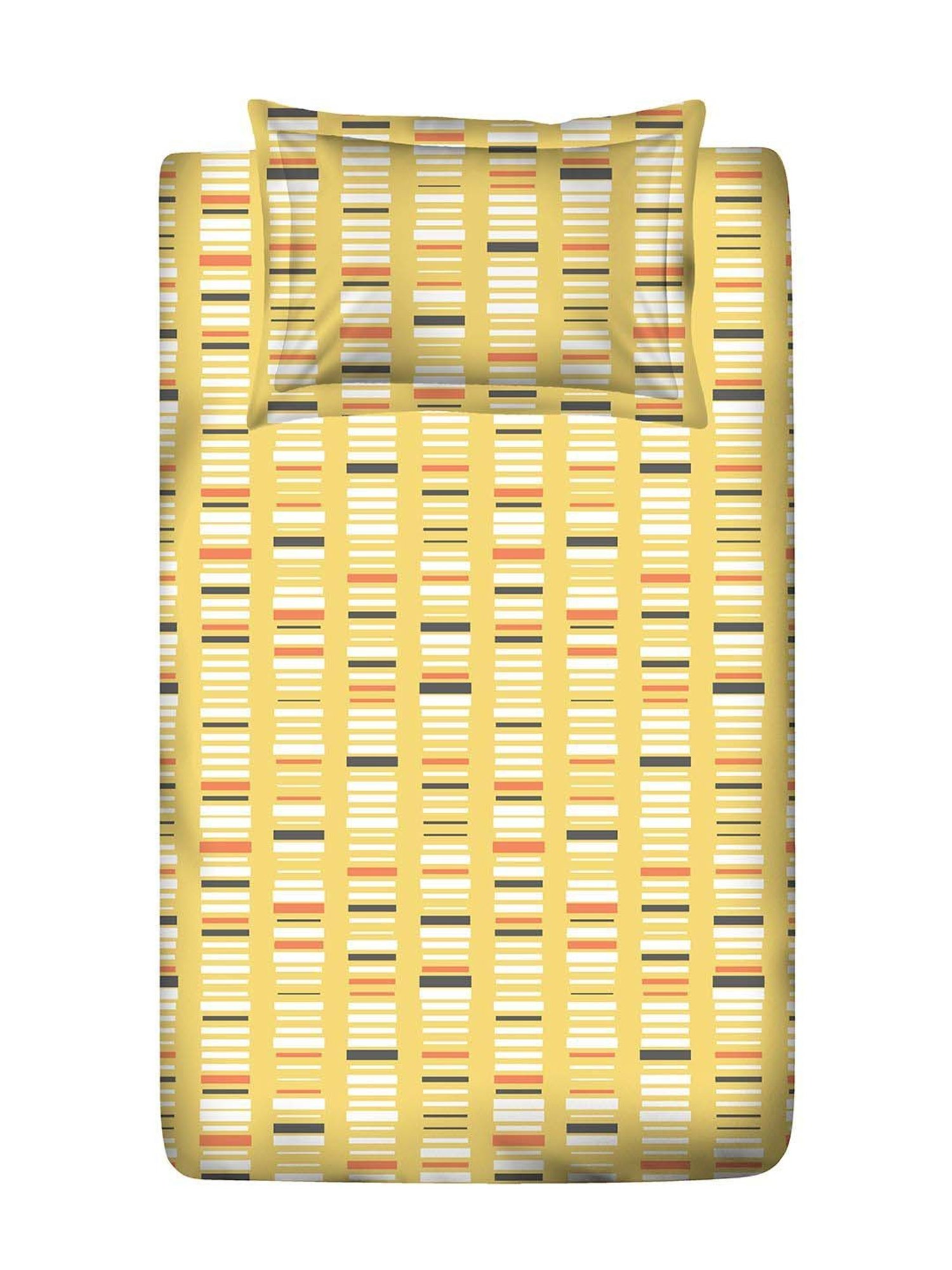 Layers Cotton Plus Yellow Cotton Blend 120 TC Single Size Bed Sheet with Pillow Cover