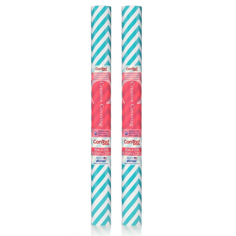 Con-Tact 2 Rolls 18"x20' Creative Covering Adhesive - Aqua Chevron
