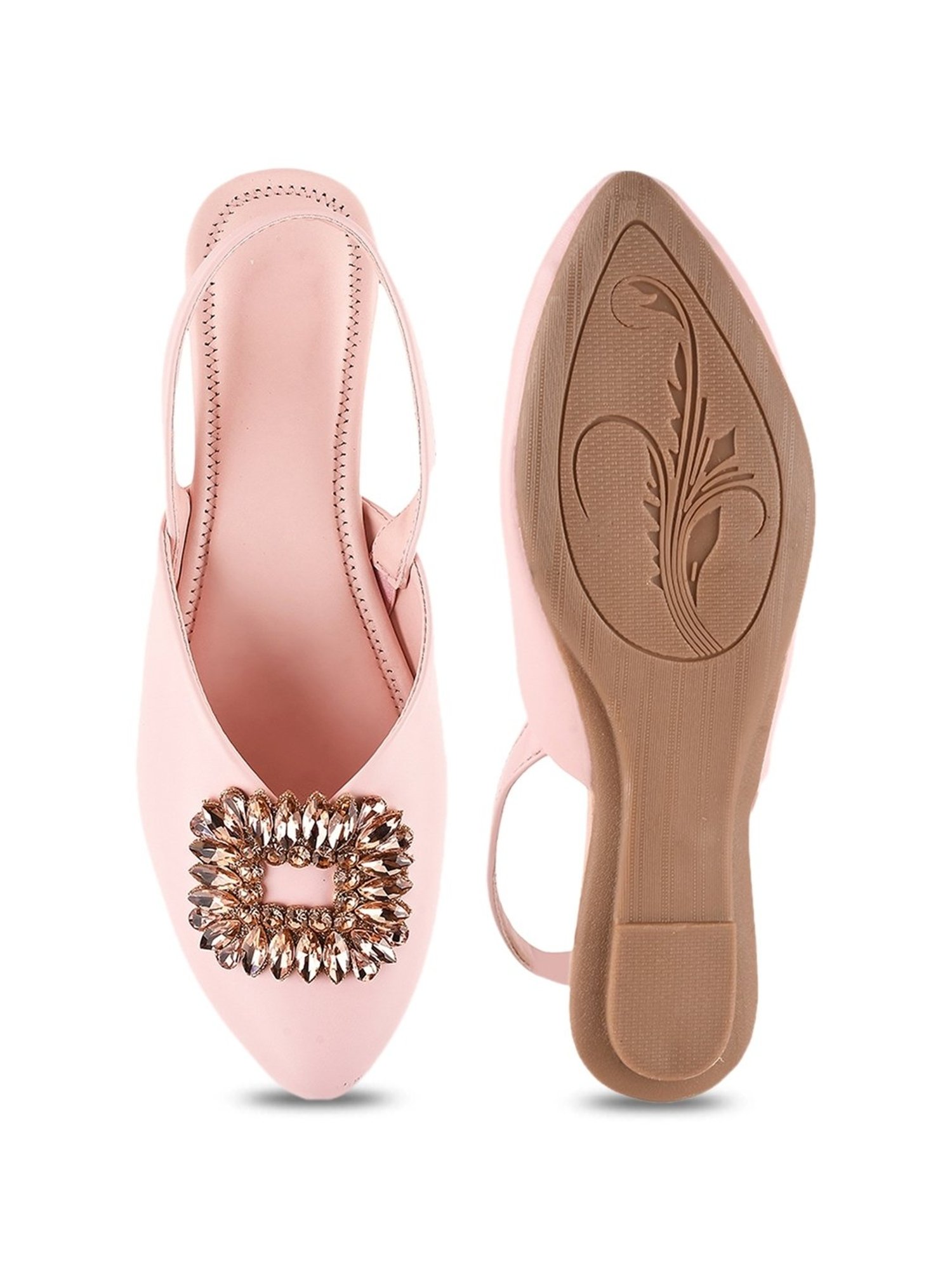 The White Pole Women's Pink Sling Back Sandals