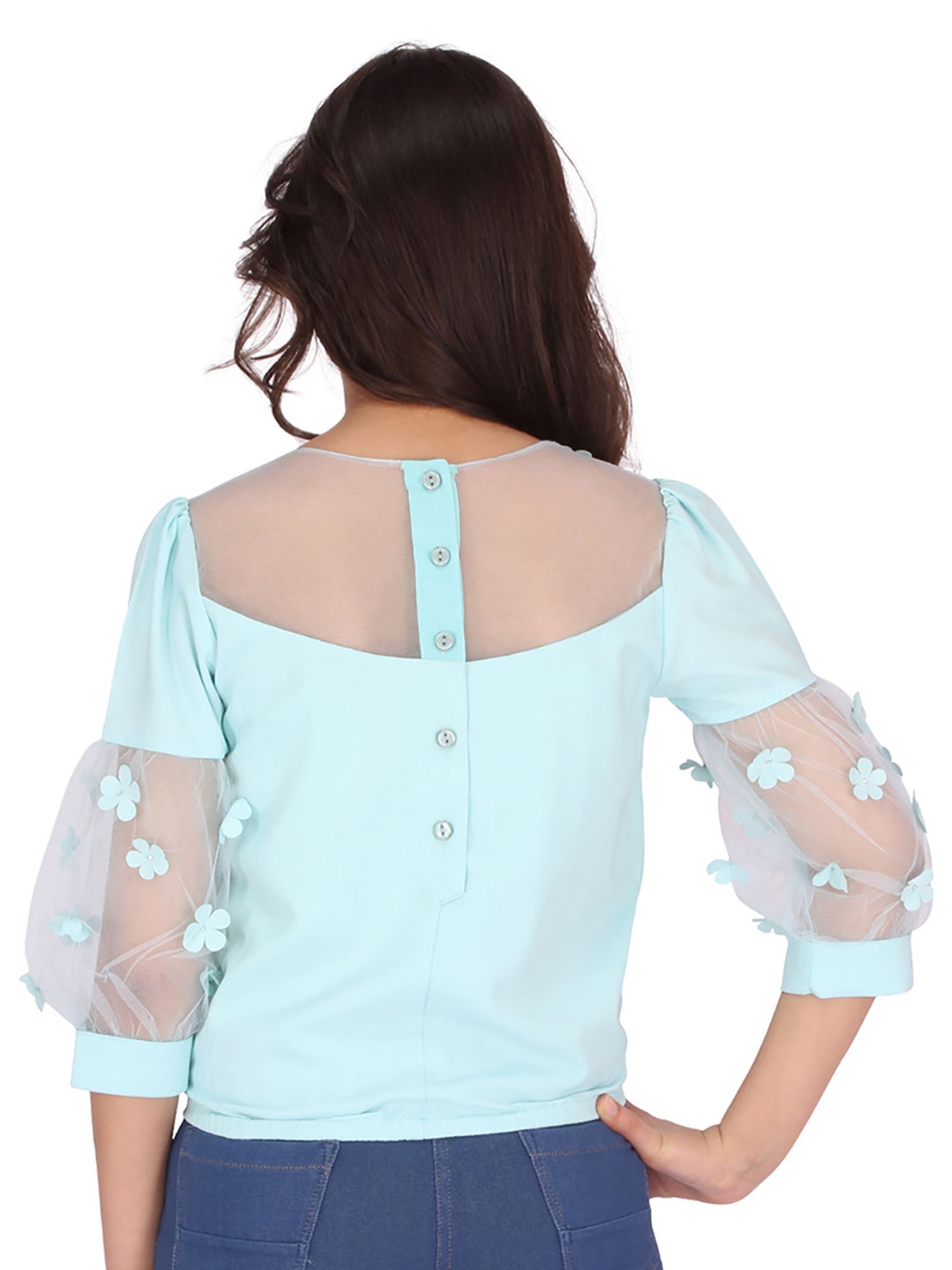 Cutecumber Kids Turquoise Applique Top