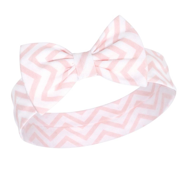 Hudson Baby Infant Girl Cotton Bib and Headband Set 5pk, White Bunny, One Size