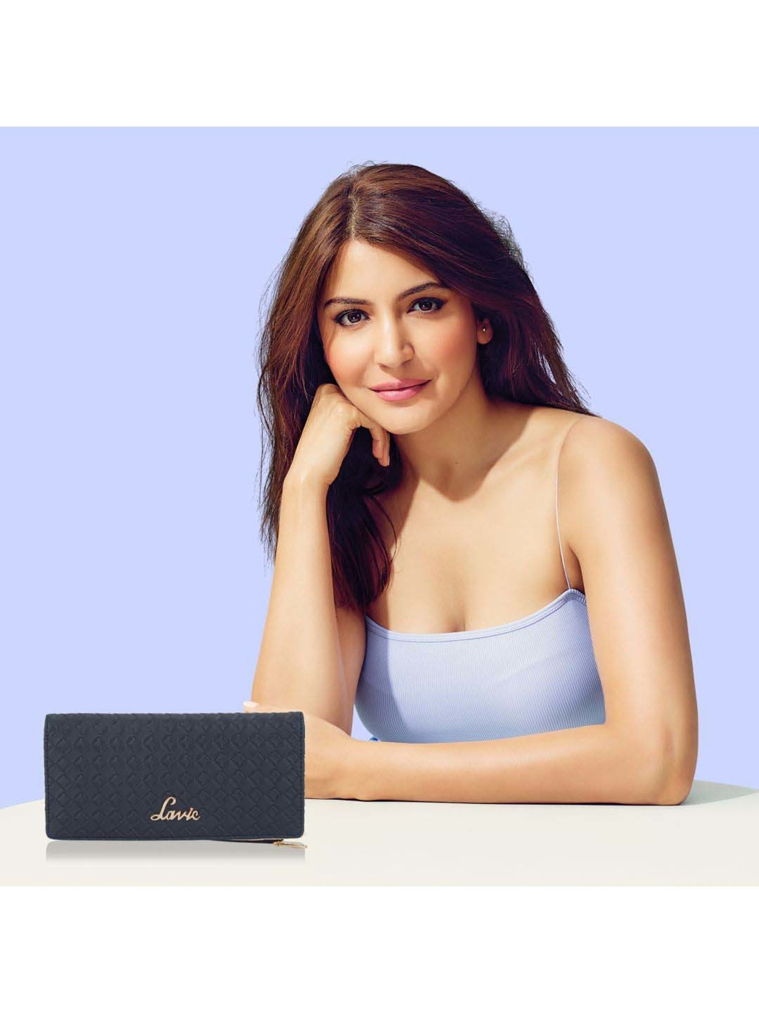 Lavie Bot Safain Navy Textured Bi-Fold Wallet for Women