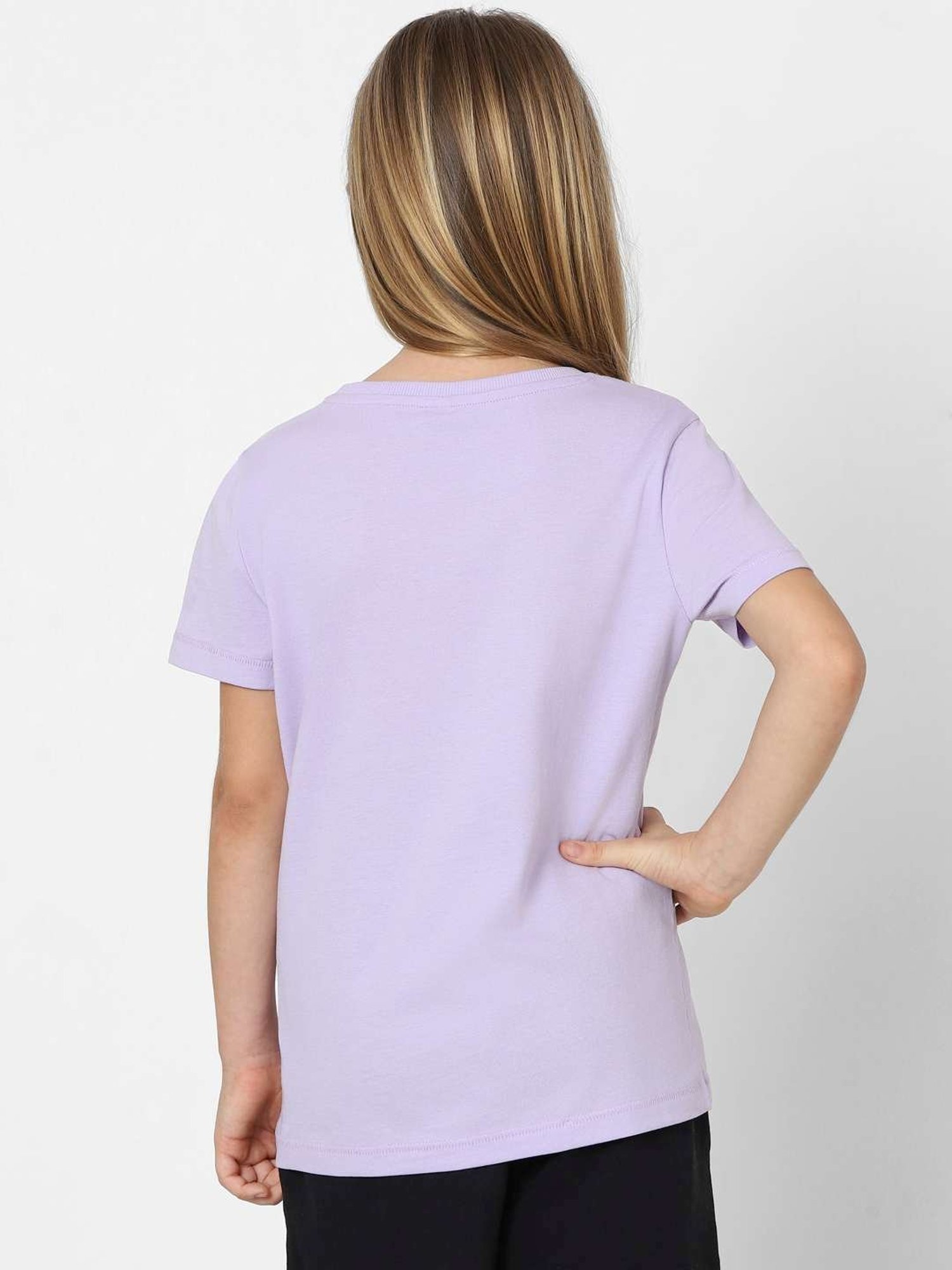 KIDS ONLY Purple Cotton Embroidered T-Shirt