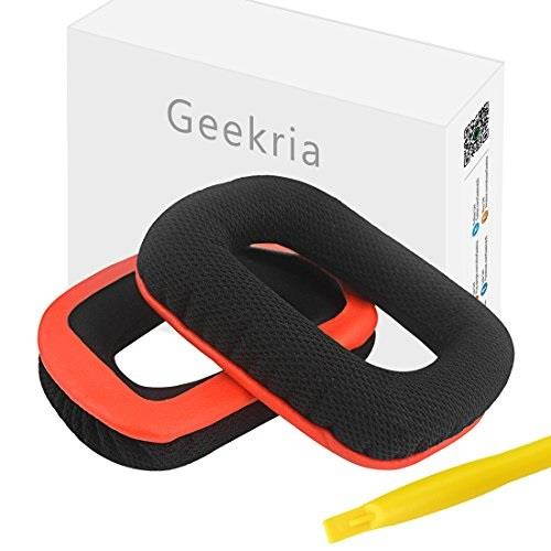 Geekria Replacement Earpad for Logitech G35, G430, G930, F450 Headphones / Headphone Ear Pad / Ear Cushion / Ear Cups / Ear Cover / Earpads Repair Parts (Red & Black)