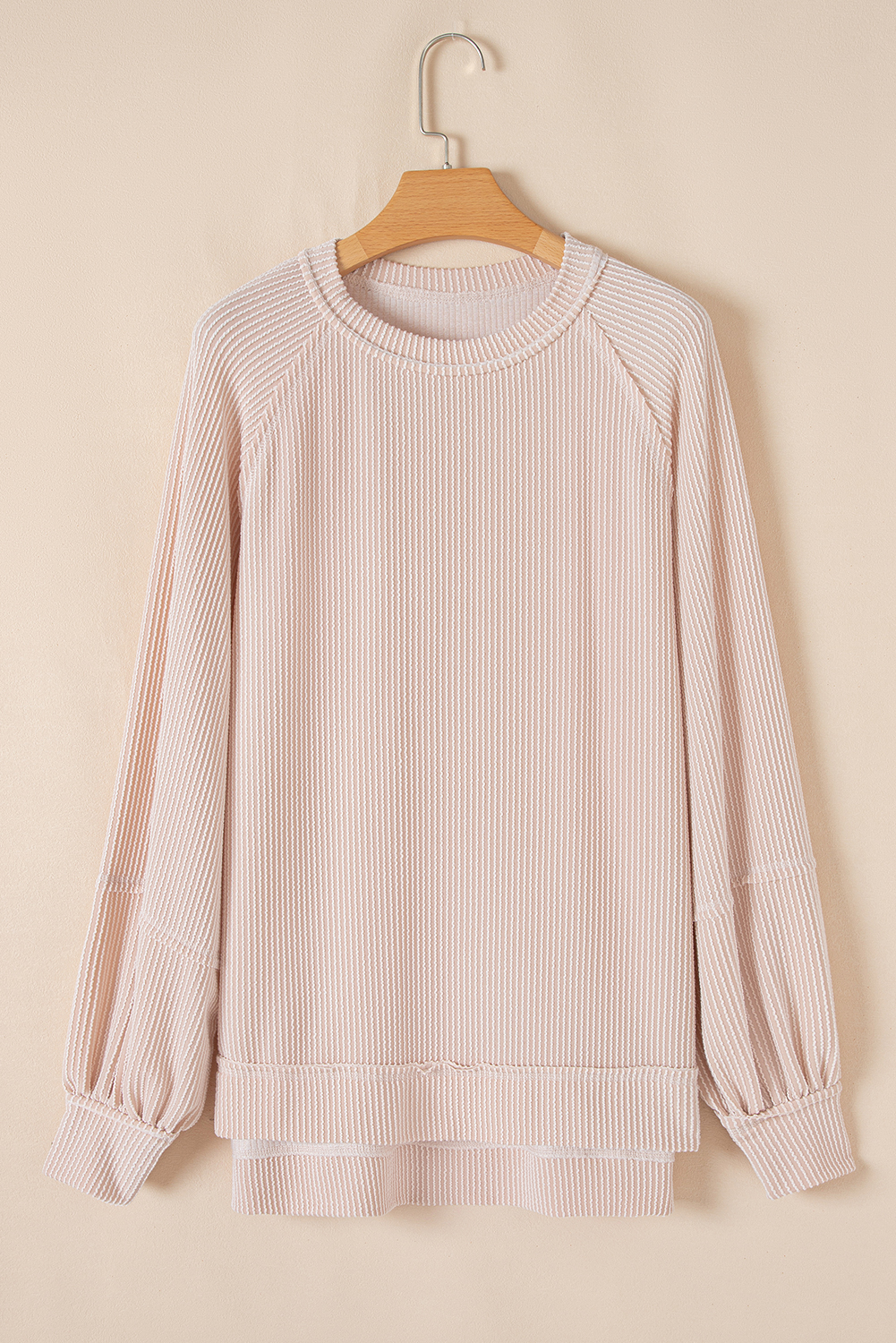 Jet Stream Corded Lantern Sleeve Pullover Ruffle Mini Skirt Set