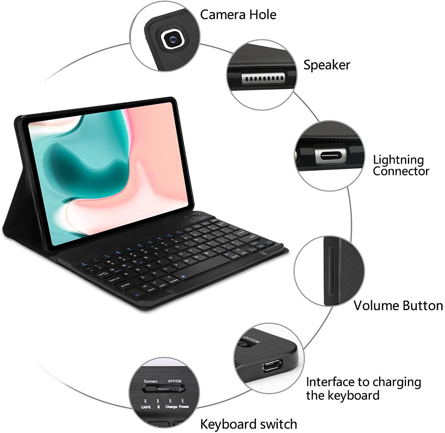 Samsung Galaxy Tab A7 10.4 2020 Keyboard Case SM-T500/T505/T507 IVEOPPE Detachable Wireless Bluetooth Magnetic Keyboard Folio Slim Case for Samsung Galaxy Tab A7 10.4 (Black)