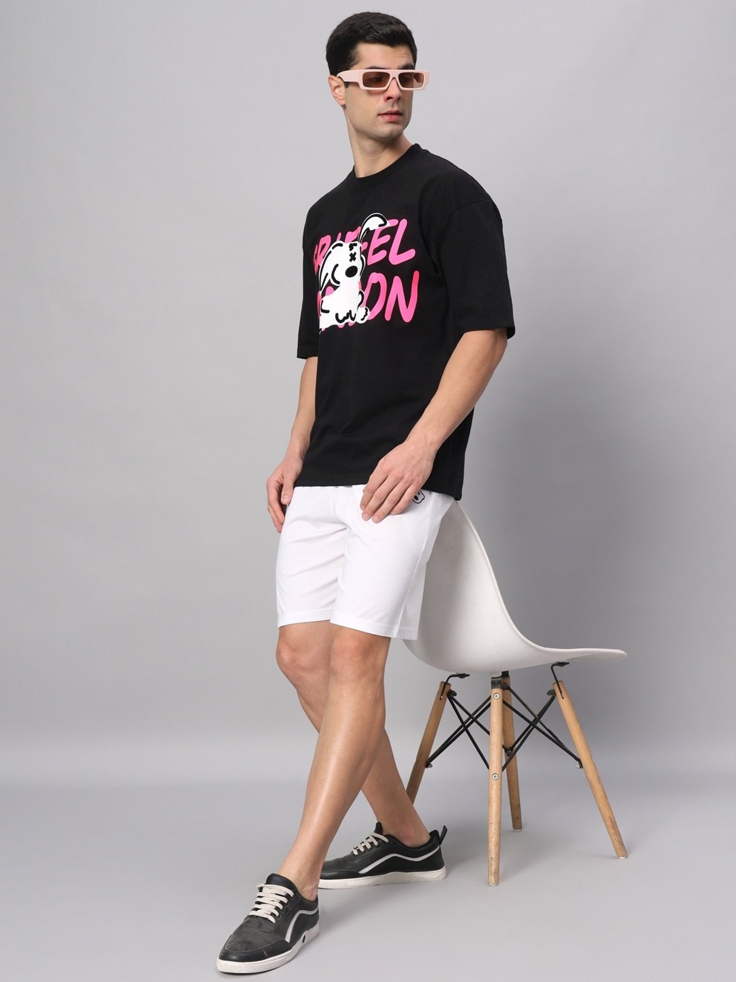 Griffel Black Cotton Loose Fit Printed Co-Ord Set