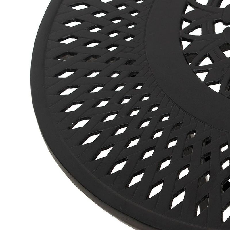 Cast Aluminum Round Patio Dining Table with Umbrella Hole - Antique Brown - Crestlive Products