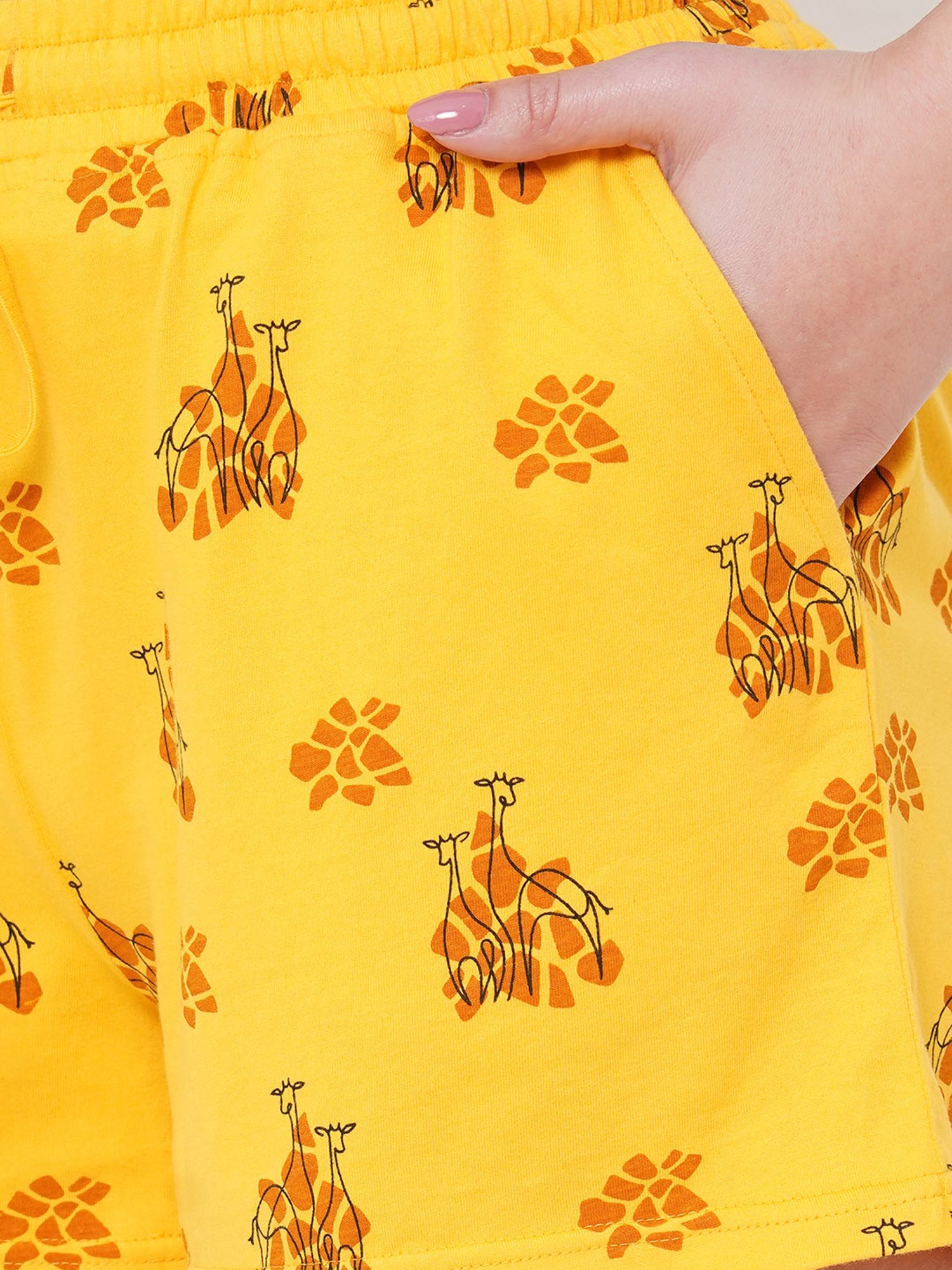 Mystere Paris Yellow Printed Shorts