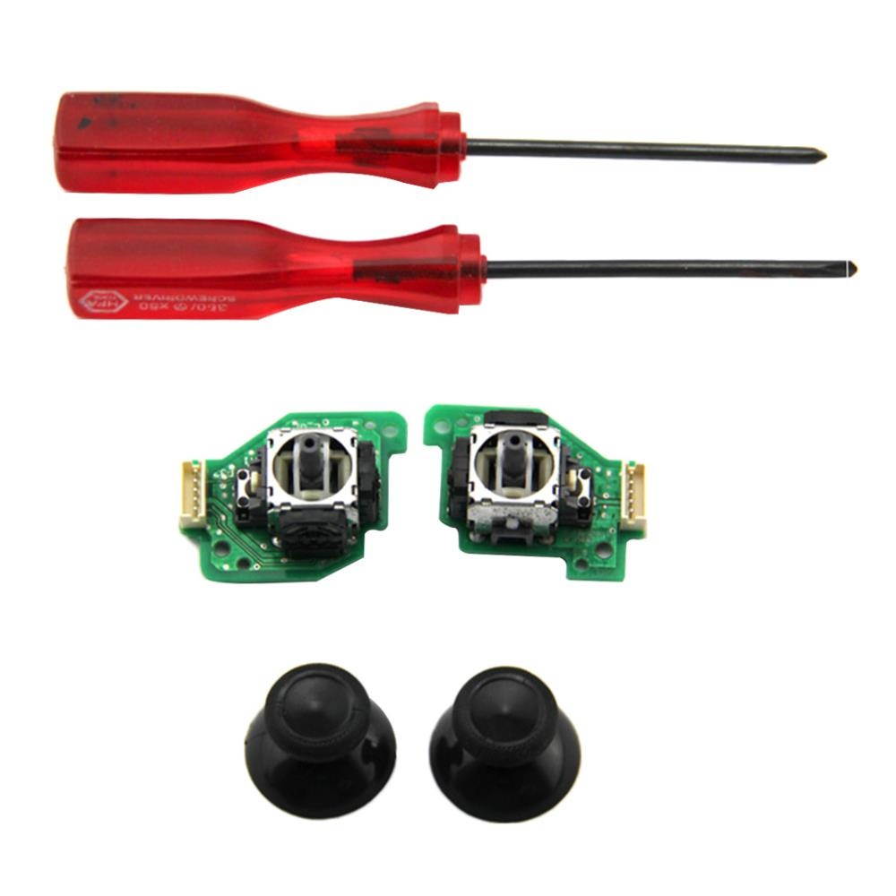 L & R 3D Joystick Rocker+Thumbstick Cap with Repair Tools (Y and + Screw Driver) for Nintendo Wii U Gamepad