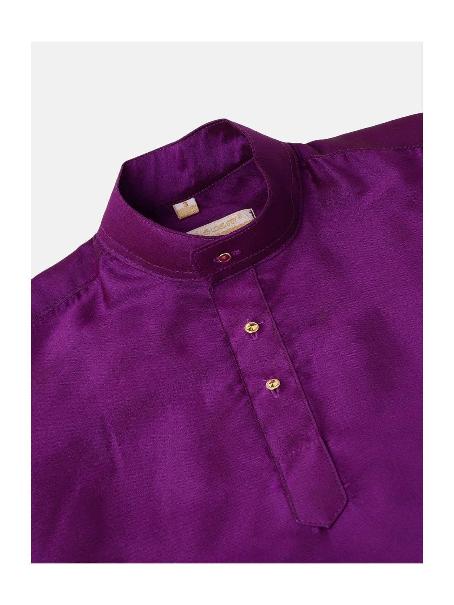 THANGAMAGAN Kids Purple Solid Full Sleeves Kurta