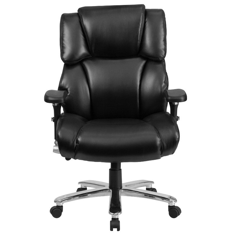 48" Leather Rated Executive Swivel Ergonomic Office Chair with Tufted Headrest & Back Black - Riverstone Furniture