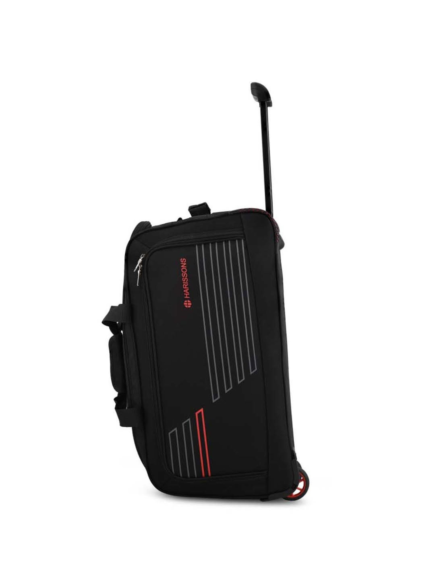 Harissons Eminent Black Polyester Solid Duffle Trolley Bag